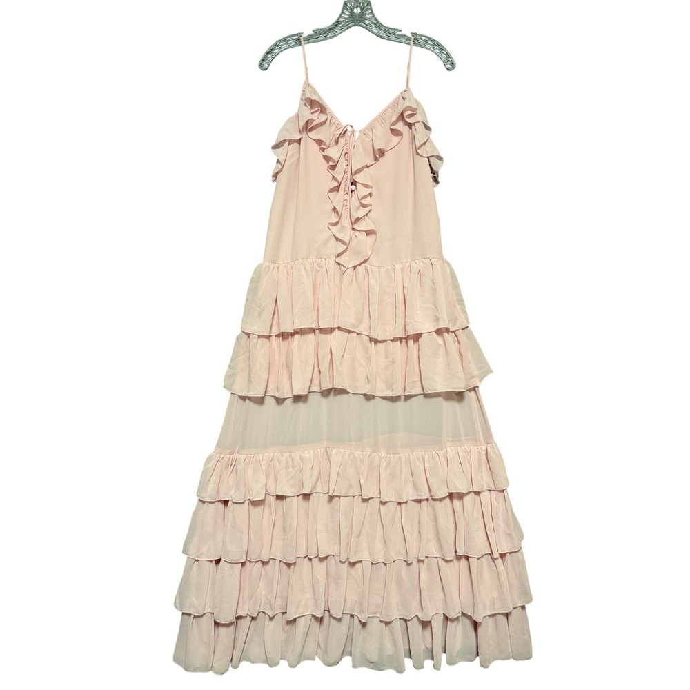 Torn by Ronny Kobo Orcadia Maxi Dress Women S Light Pink Ruffle Tiered Fairycore